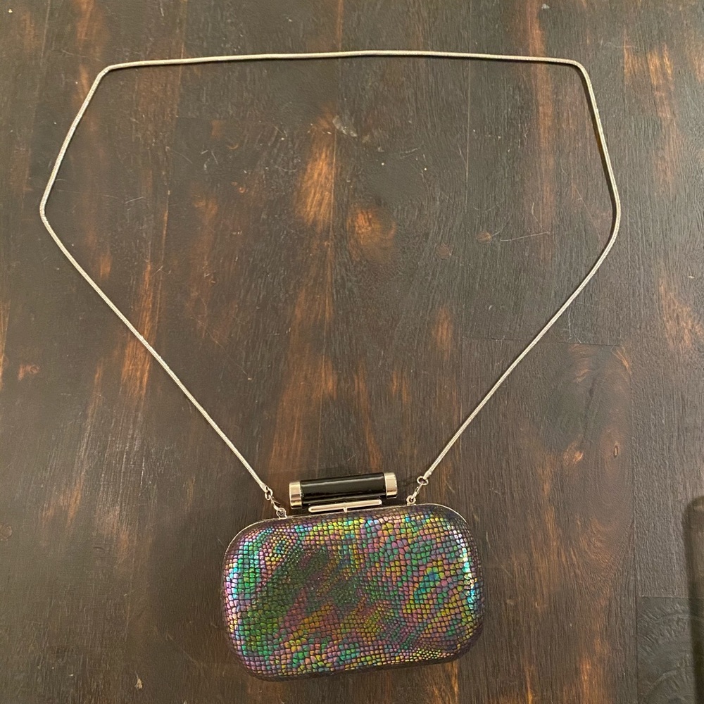 French Connection box clutch with optional strap